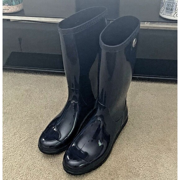 UGG Shaye Waterproof Tall Rain Boots Women’s Size 10 High Gloss Navy 1012350 - Picture 6 of 13